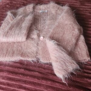 Mes Demoiselles Fuzzy Pink Cardigan